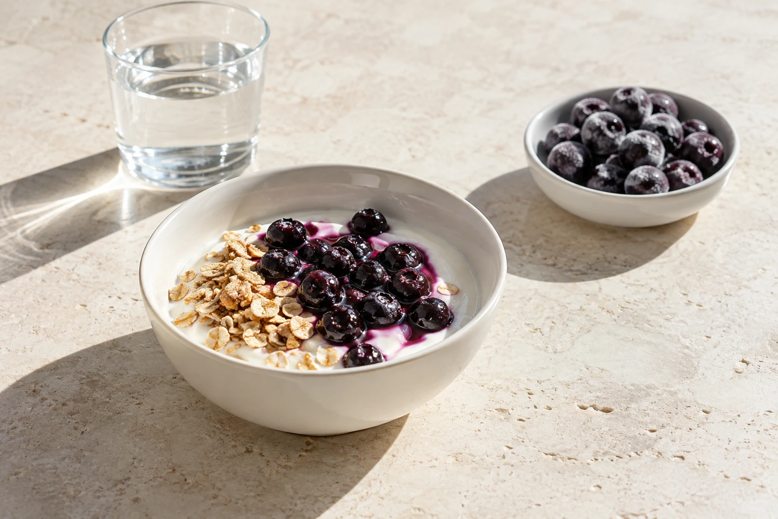 Blueberries served with yogurt
