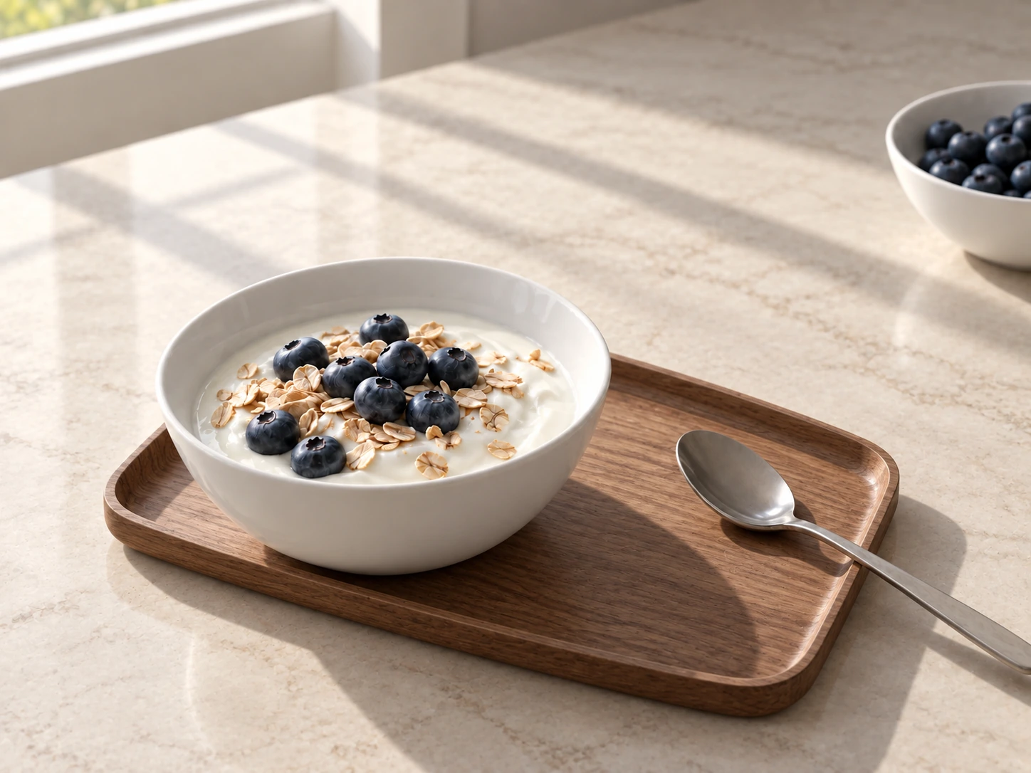 Selected Canadian frozen blueberries — yogurt and oatmeal